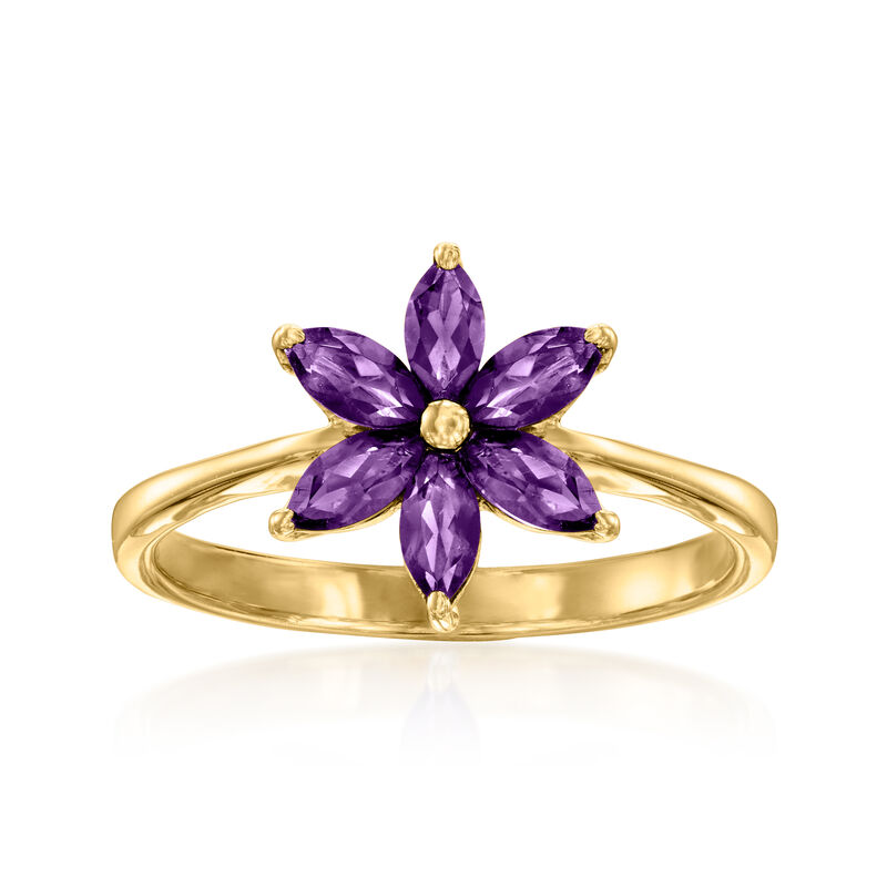 .70 ct. t.w. Amethyst Flower Ring in 18kt Gold Over Sterling. Size 7 image number 0