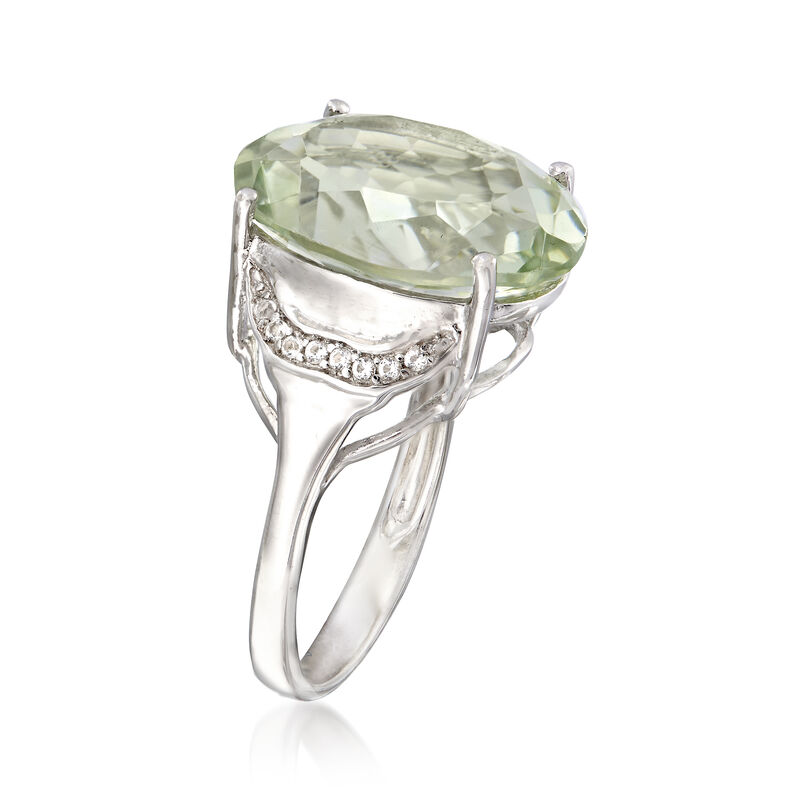7.50 Carat Prasiolite Ring with White Topaz Accents in Sterling Silver image number 2