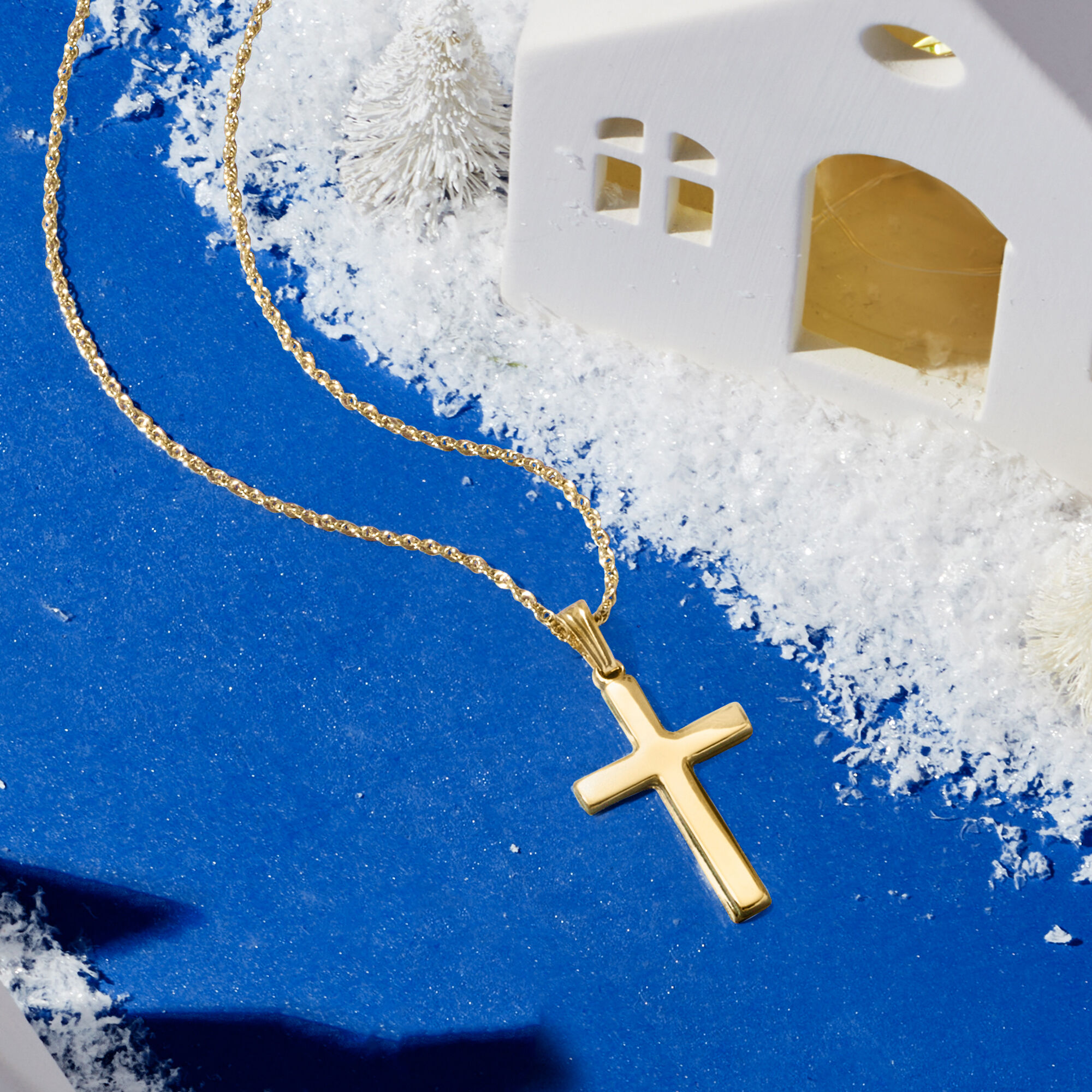 14kt Yellow Gold Cross Pendant Necklace