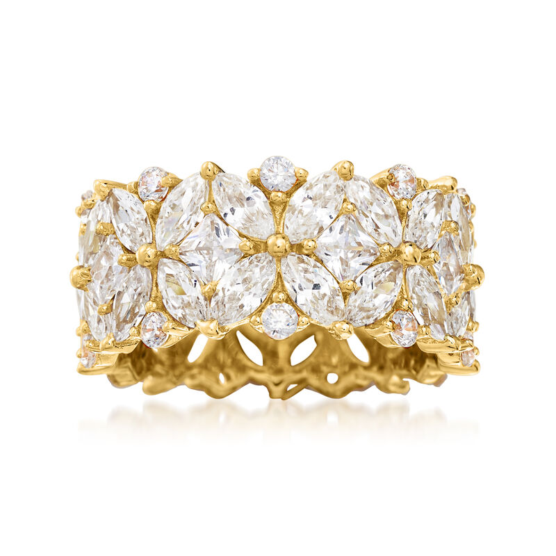 7.30 ct. t.w. Multi-Cut CZ Floral Eternity Band in 18kt Gold Over Sterling image number 0