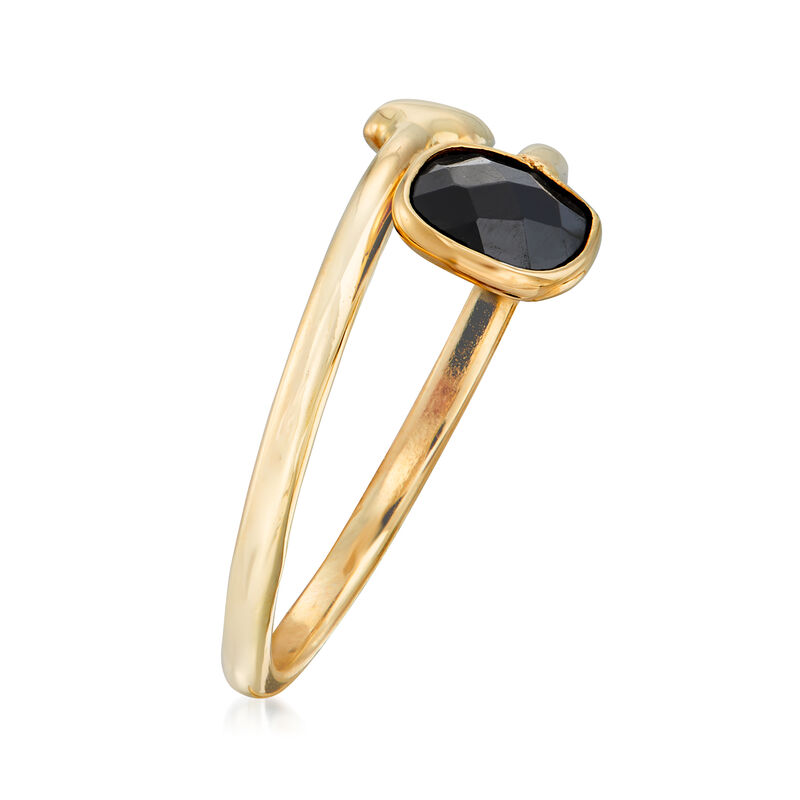 Italian Black Onyx Bypass Ring in 14kt Yellow Gold image number 2