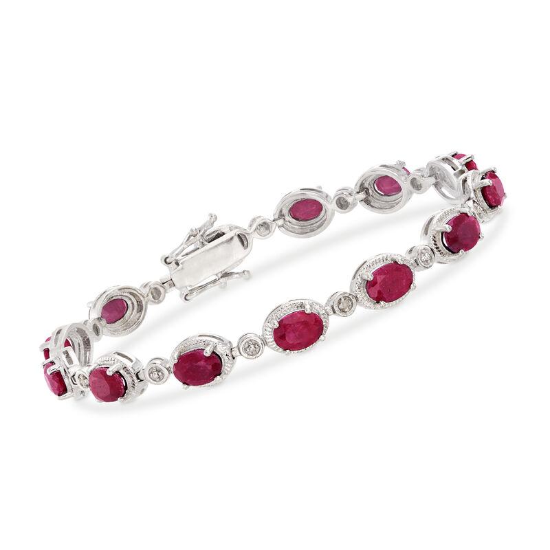 9.10 ct. t.w. Ruby Bracelet with Diamonds in Sterling Silver image number 0