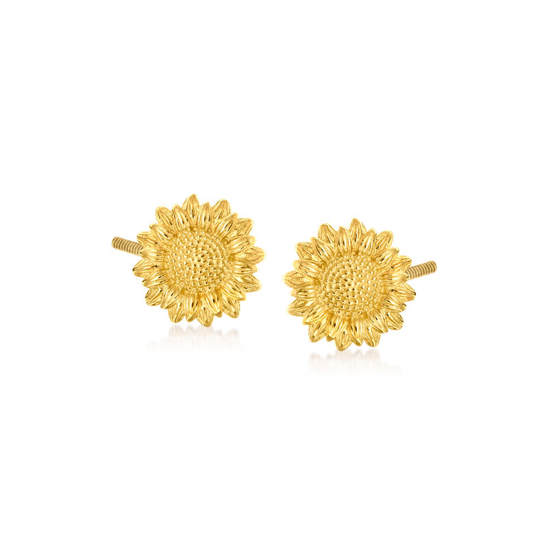 Child's 14kt Yellow Gold Sunflower Stud Earrings image number 0