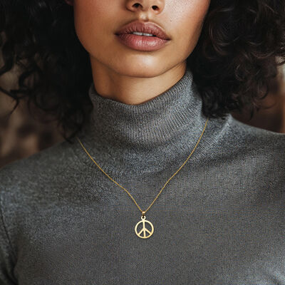 14kt Yellow Gold Peace Sign Pendant