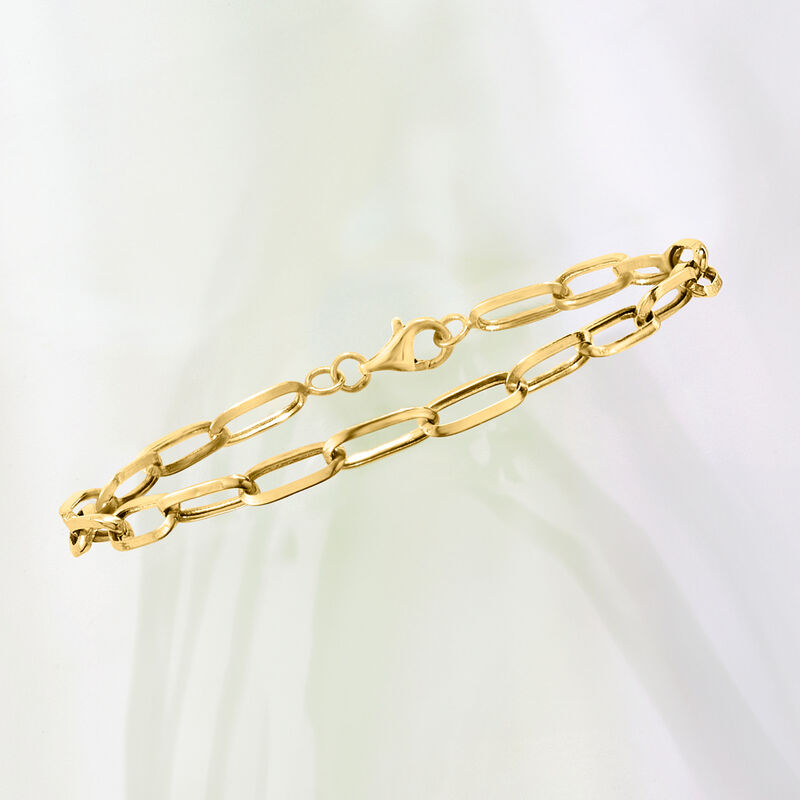 10kt Yellow Gold Paper Clip Link Bracelet image number 2