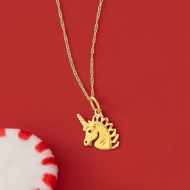 Child's 14kt Yellow Gold Unicorn Pendant Necklace. 15&quot; image number 1