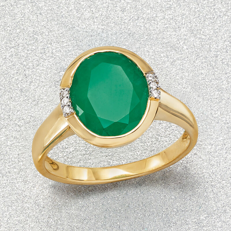 3.00 Carat Emerald Ring with Diamonds in 14kt Yellow Gold image number 3