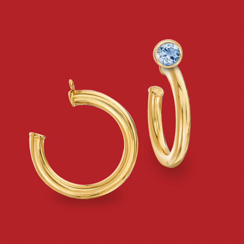 14kt Yellow Gold Hoop Earring Jackets. 7/8&quot; image number 3