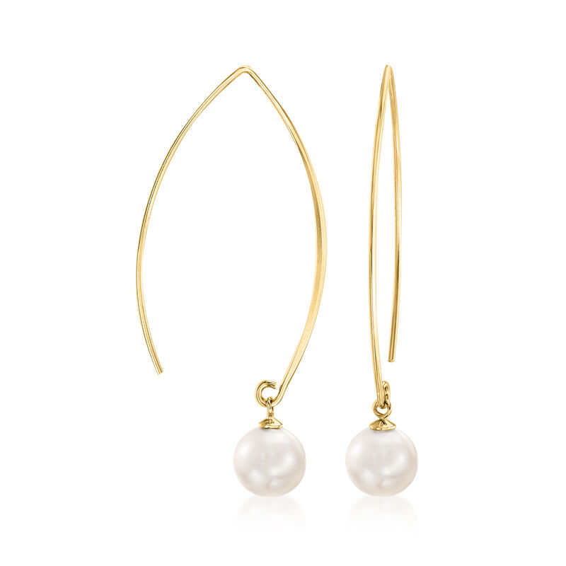 8-8.5mm Shell Pearl Drop Earrings in 18kt Gold Over Sterling image number 2