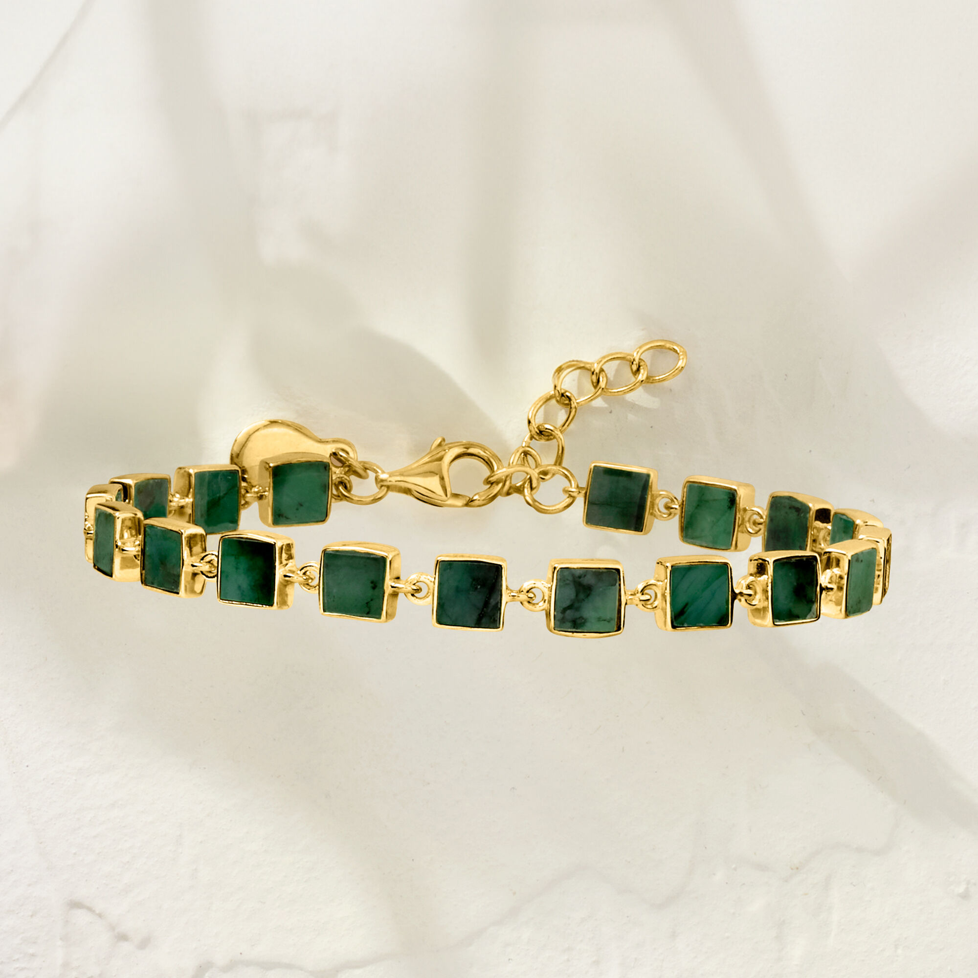 7.75 ct. t.w. Emerald Square-Link Bracelet in 18kt Gold Over