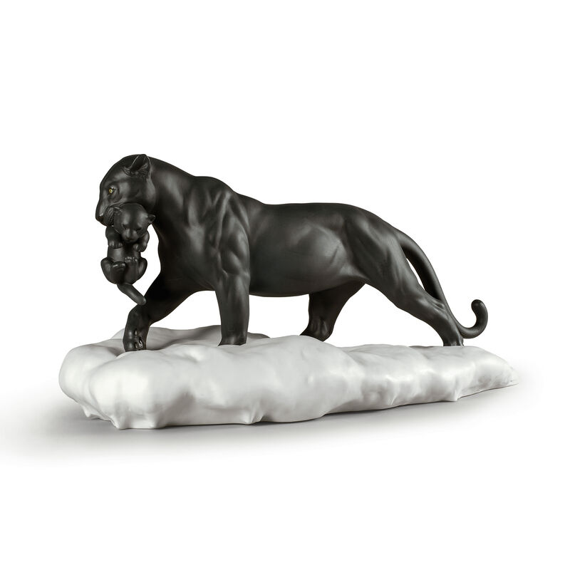 Lladro &quot;Black Panther with Cub&quot; Porcelain Figurine image number 0