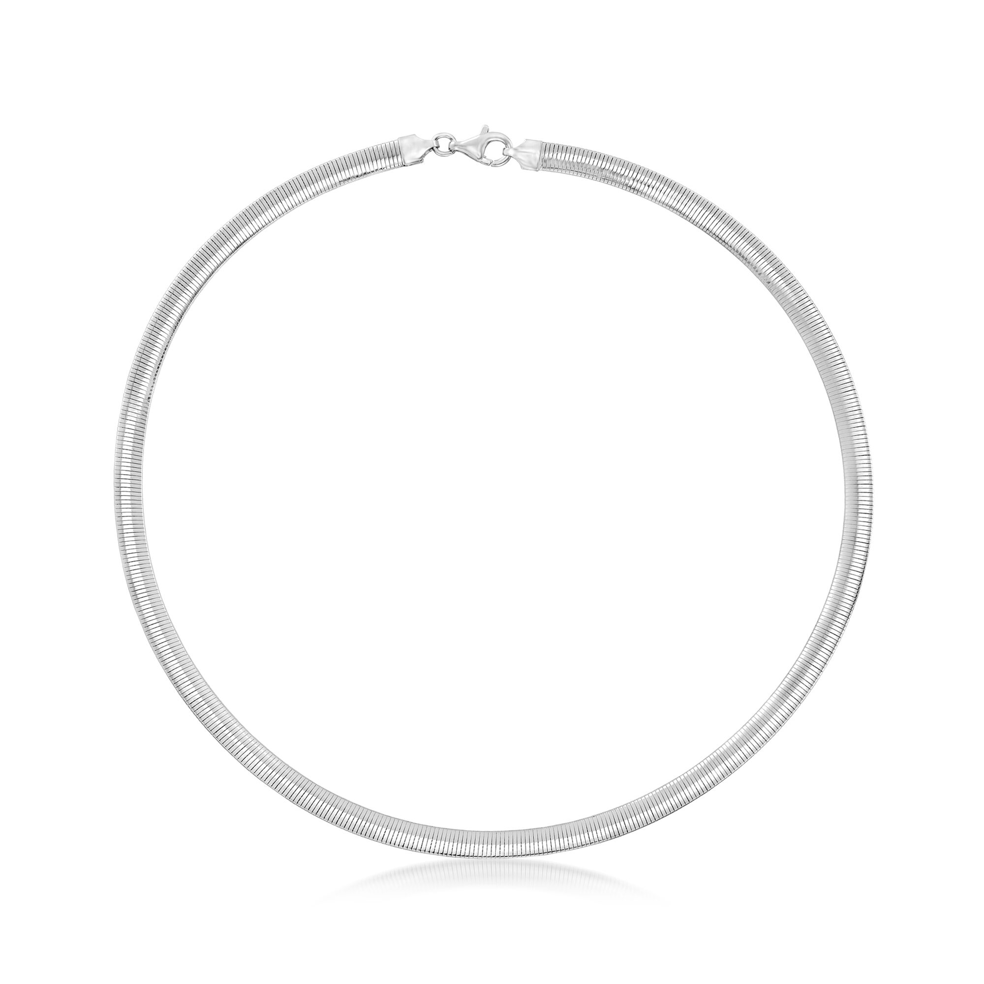 Italian 6mm Reversible Omega Necklace in Two Tone Sterling Silver