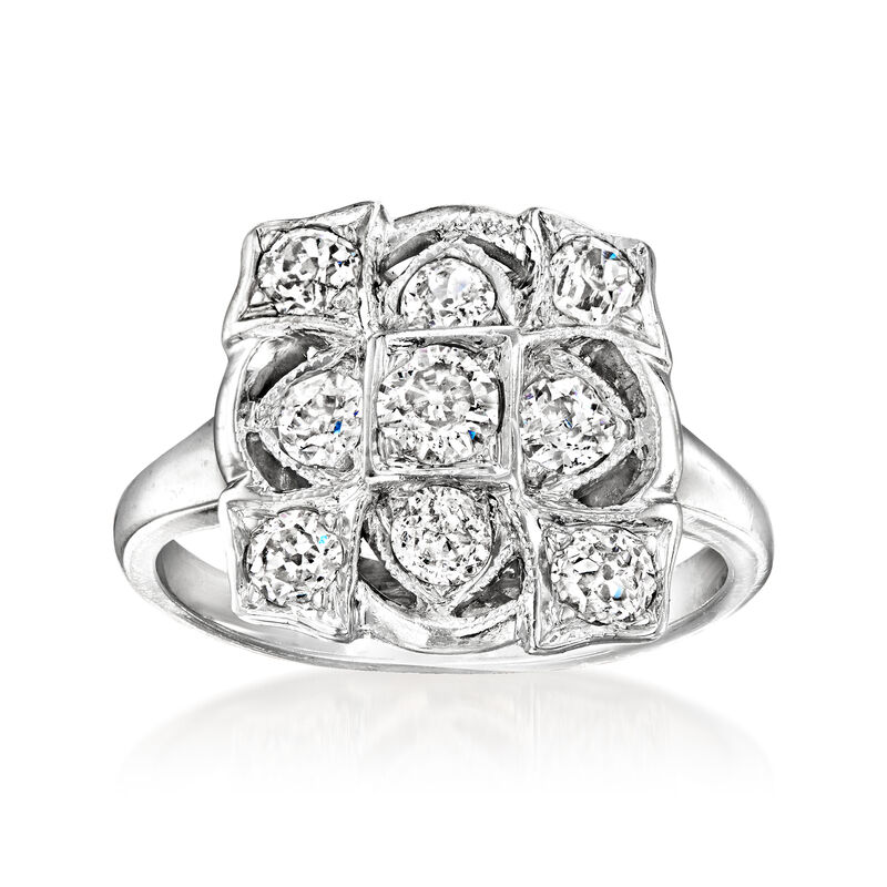 C. 2000 Vintage 1.00 ct. t.w. Diamond Cluster Ring in 14kt White Gold. Size 6 image number 0