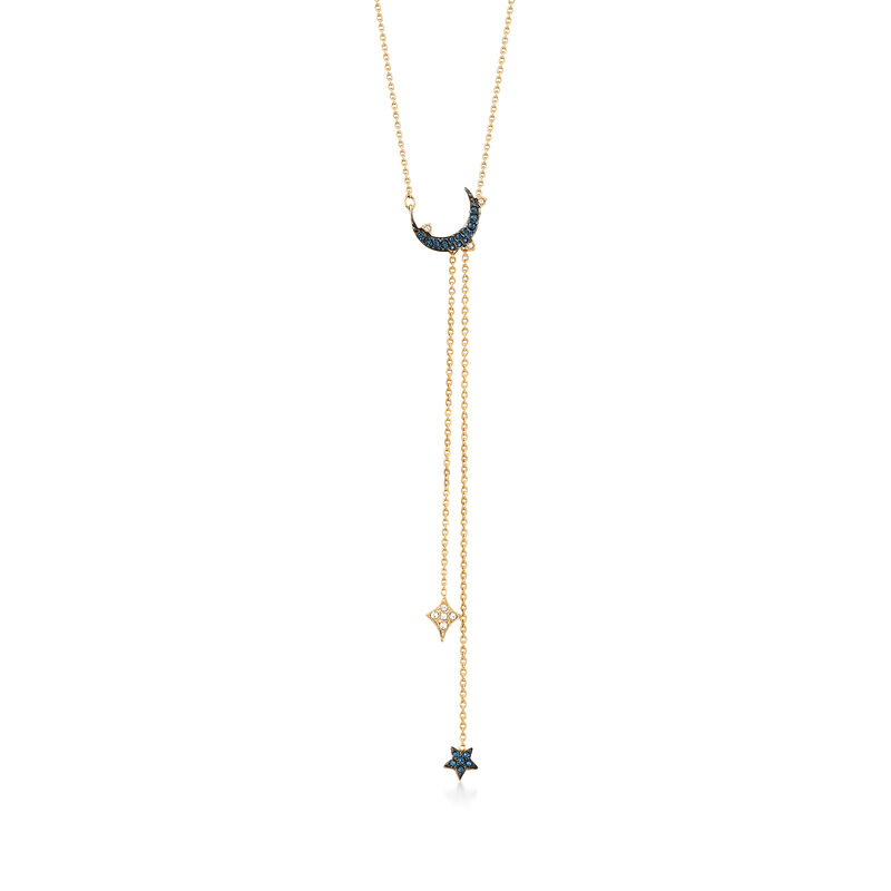 Swarovski Crystal Moon and Stars Double-Strand Y Necklace image number 0