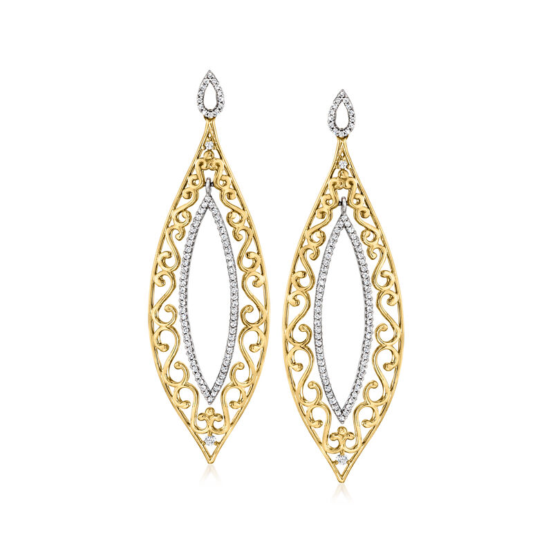 .50 ct. t.w. Diamond Teardrop Earrings in 14kt Two-Tone Gold image number 0