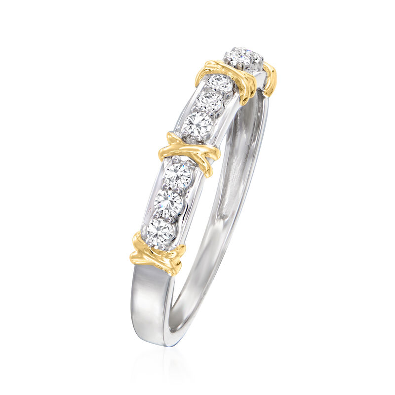 .25 ct. t.w. Diamond X Station Ring in 14kt Two-Tone Gold image number 2