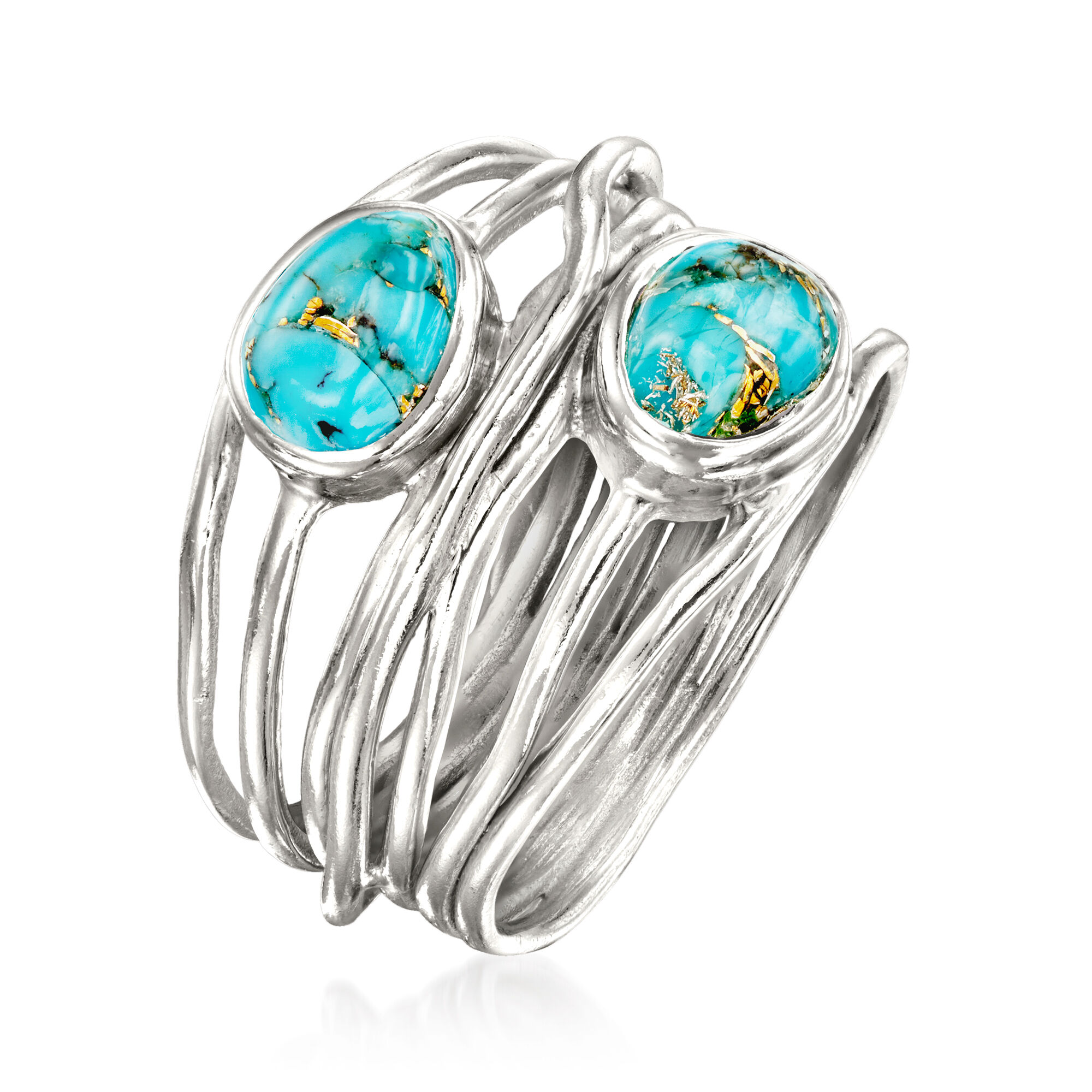 【金・良縁・成功】虹入！ファントム入りシトリンスフィアR201 Turquoise Highway Ring in Sterling Silver | Ross Simons