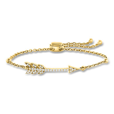 C. 2000 Vintage .30 ct. t.w. Diamond Arrow Bolo Bracelet in 14kt Yellow Gold