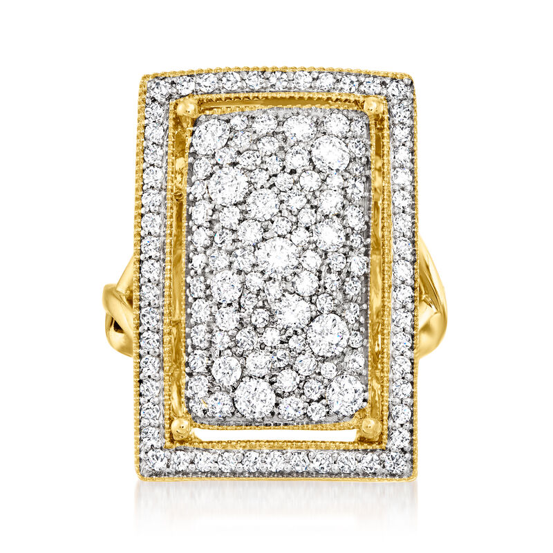 1.50 ct. t.w. Pave Diamond Rectangular Ring in 14kt Yellow Gold image number 0