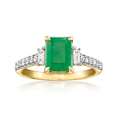 1.50 Carat Emerald Ring with .25 ct. t.w. Lab-Grown Diamonds in 14kt Yellow Gold