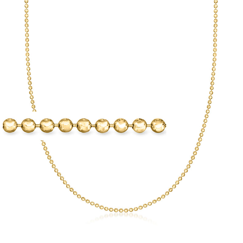 2mm 14kt Yellow Gold Moon-Cut Bead-Chain Necklace image number 0