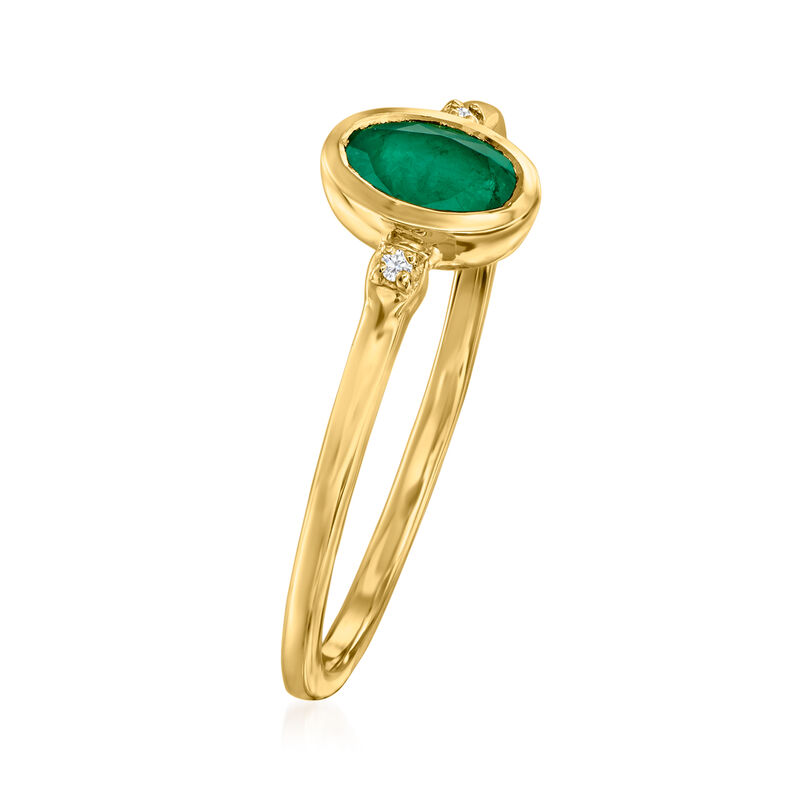 .50 Carat Emerald Ring with Diamonds in 14kt Yellow Gold. Size 9 image number 1