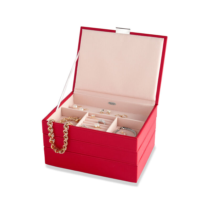 Mele & Co. "Allie" Red Faux Leather Stacking Jewelry Box image number 0