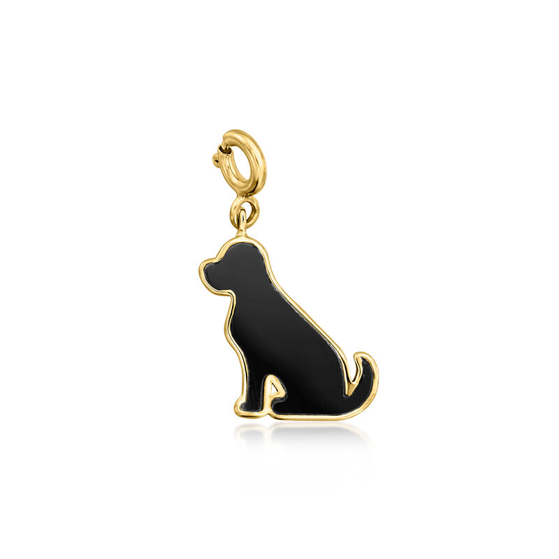 Onyx Dog Charm in 18kt Gold Over Sterling  image number 0
