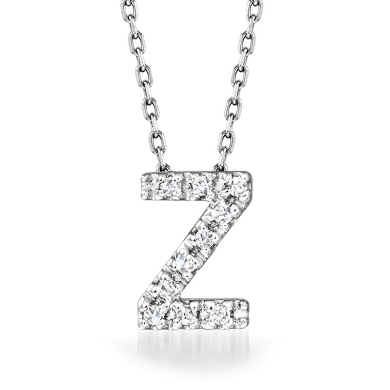 Diamond Initial Necklace in 14kt White Gold image number 1