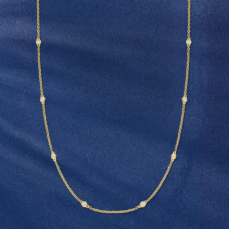 .50 ct. t.w. Bezel-Set Diamond Station Necklace in 14kt Yellow Gold image number 5