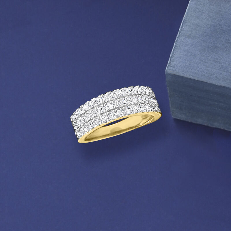 1.00 ct. t.w. Diamond Three-Row Ring in 14kt Yellow Gold image number 3