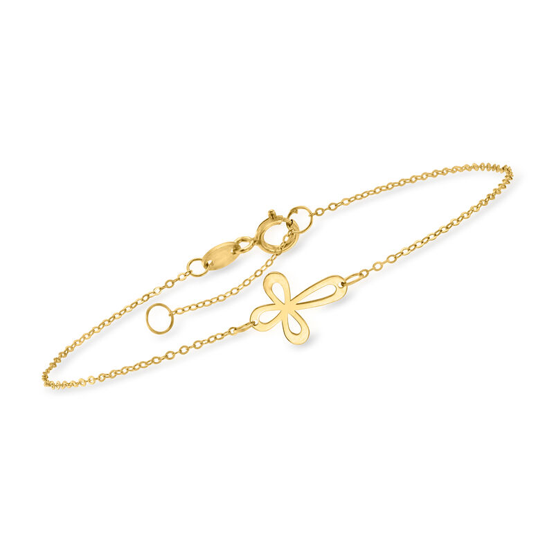 Italian 14kt Yellow Gold Looped Cross Bracelet image number 0