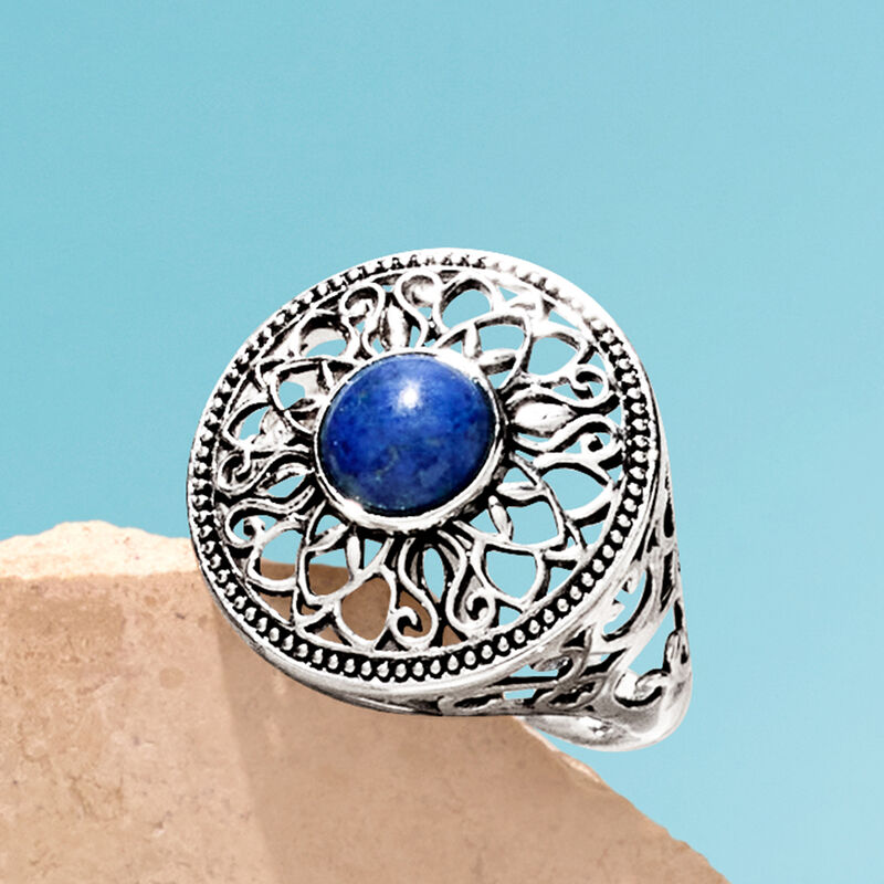 Lapis Filigree Ring in Sterling Silver image number 3