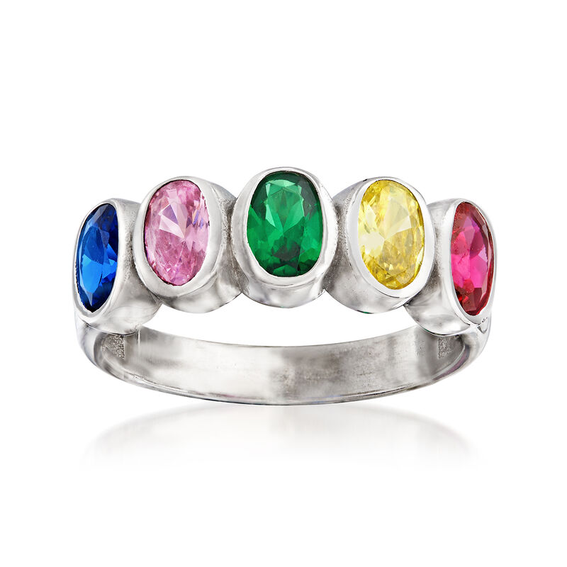 2.50 ct. t.w. Multicolored CZ Ring in Sterling Silver image number 0