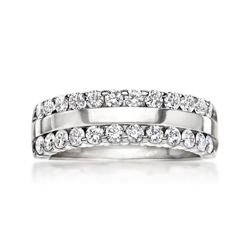 C. 2000 Vintage 1.20 ct. t.w. Diamond Two-Row Ring in 14kt White Gold. Size 7.75 image number 0