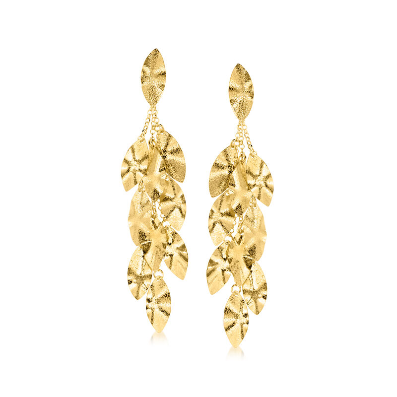 Italian 18kt Gold Over Sterling Leaf Drop Earrings  image number 0