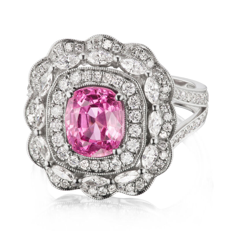 2.25 Carat Pink Spinel and 1.14 ct. t.w. Diamond Ring in 18kt White Gold image number 0