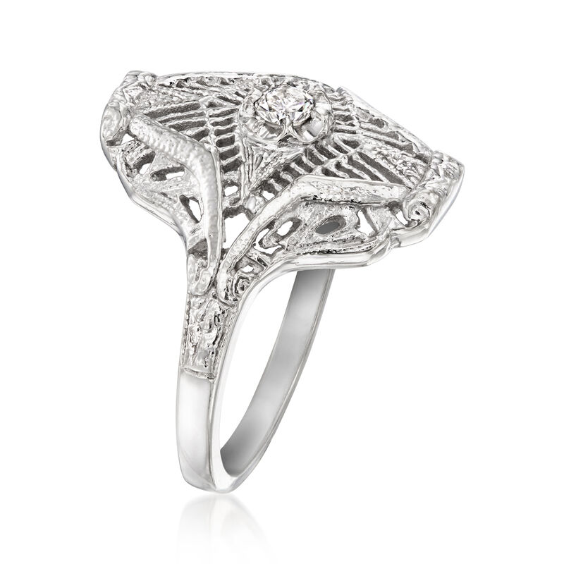 C. 1990 Vintage Diamond Openwork Ring in 14kt White Gold image number 2