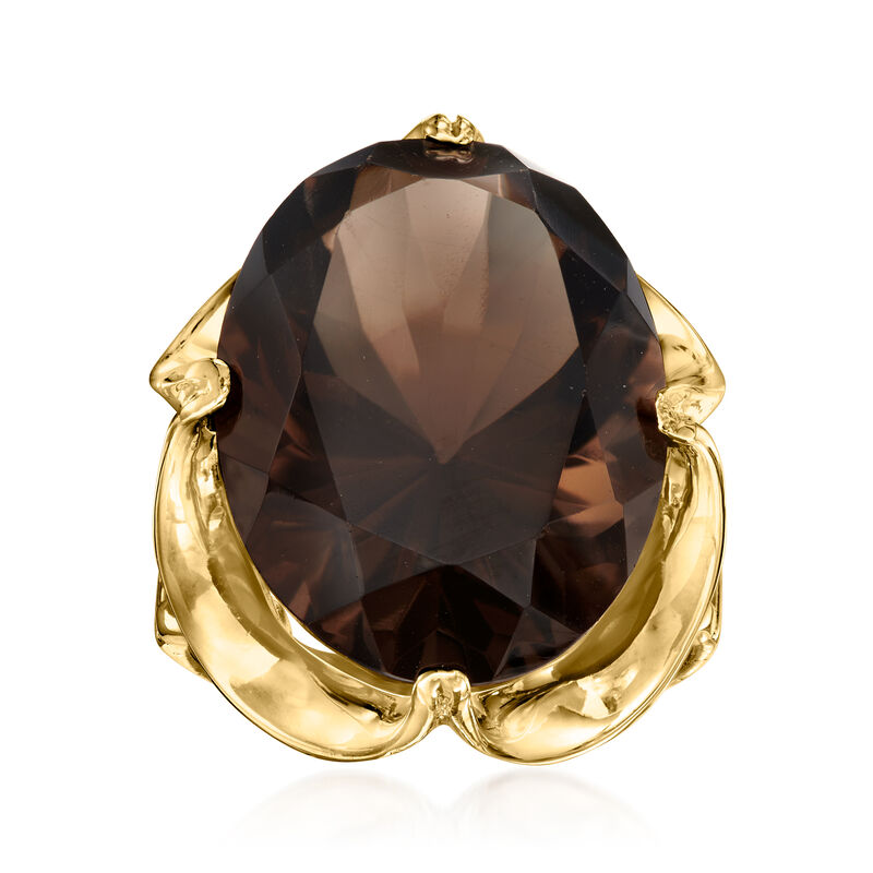 C. 1960 Vintage 12.00 Carat Smoky Quartz Ring in 14kt Yellow Gold image number 0