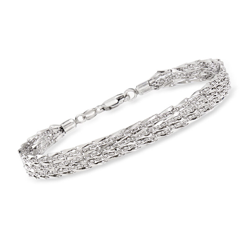 Italian Multi-Strand Chain Bracelet in Sterling Silver. 7&quot; image number 0