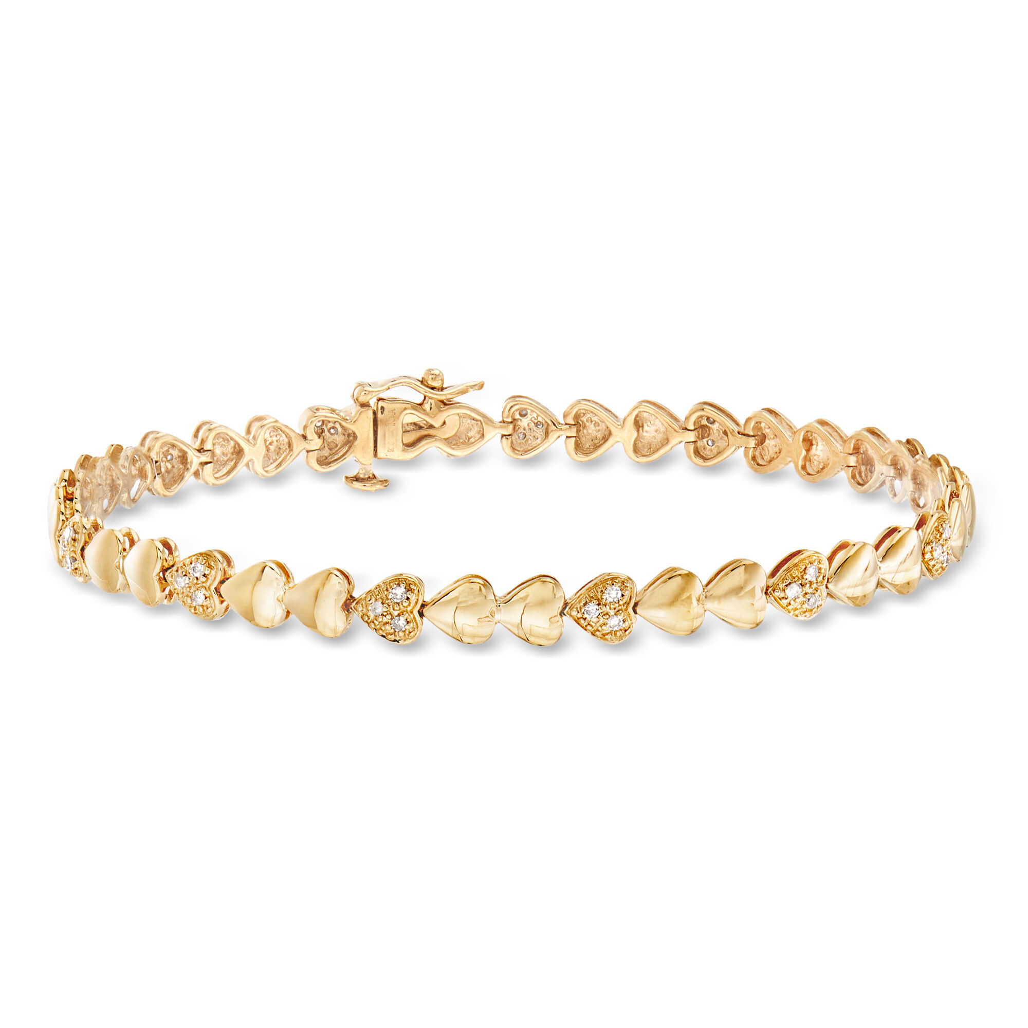 25 ct. t.w. Diamond Heart Bracelet in 18kt Gold Over Sterling