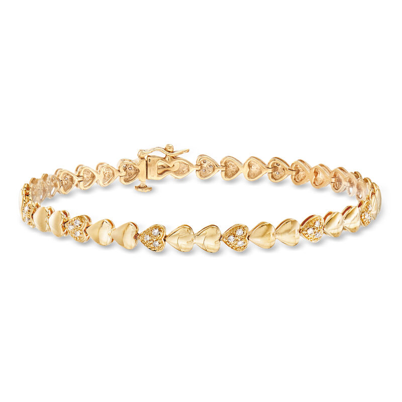 .25 ct. t.w. Diamond Heart Bracelet in 18kt Gold Over Sterling image number 0