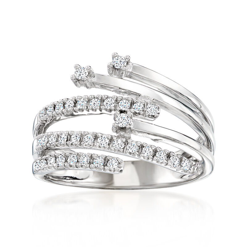 C. 1990 Vintage .45 ct. t.w. Diamond Multi-Row Bypass Ring in 14kt White Gold. Size 7.25 image number 0