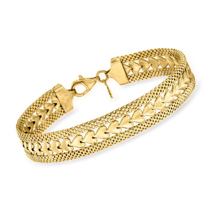 Italian 18kt Gold Over Sterling Silver Heart-Motif Bracelet image number 0