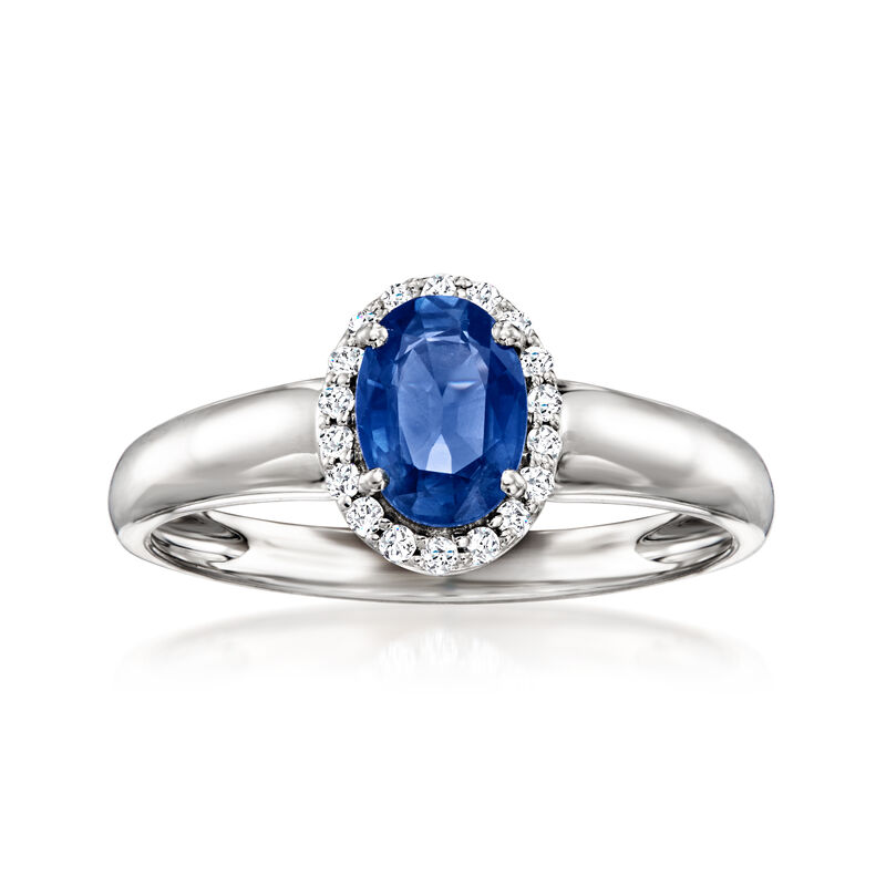 1.00 Carat Sapphire and .12 ct. t.w. Diamond Ring in Platinum image number 0