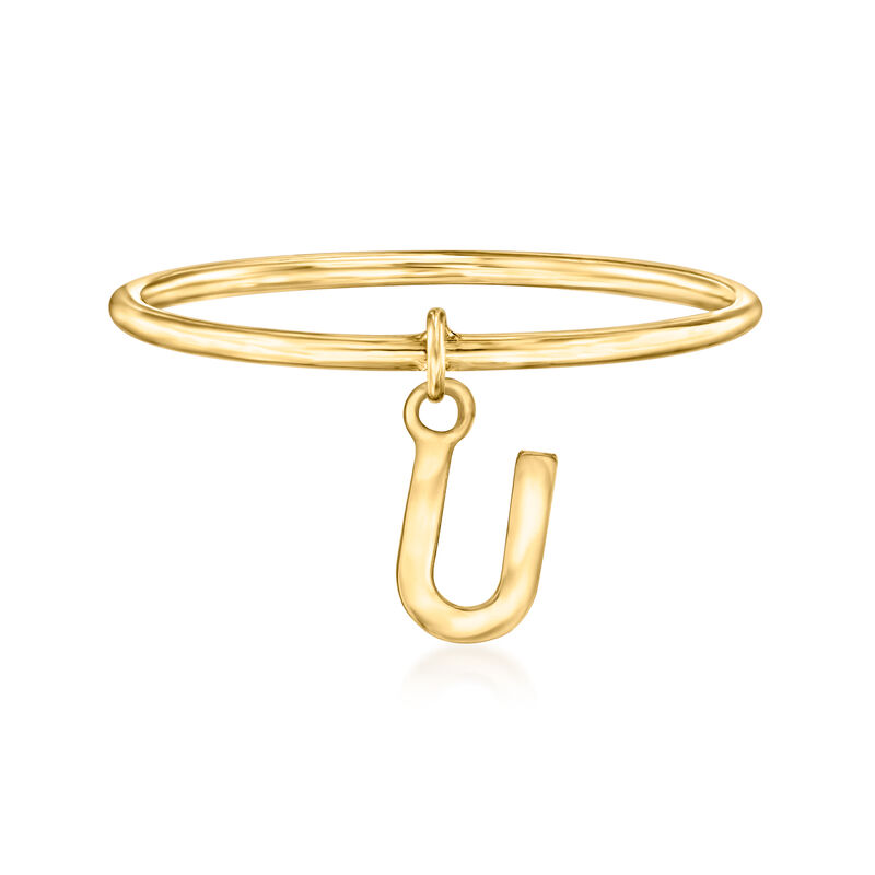 14kt Yellow Gold "U" Initial Charm Ring. Size 7 image number 0