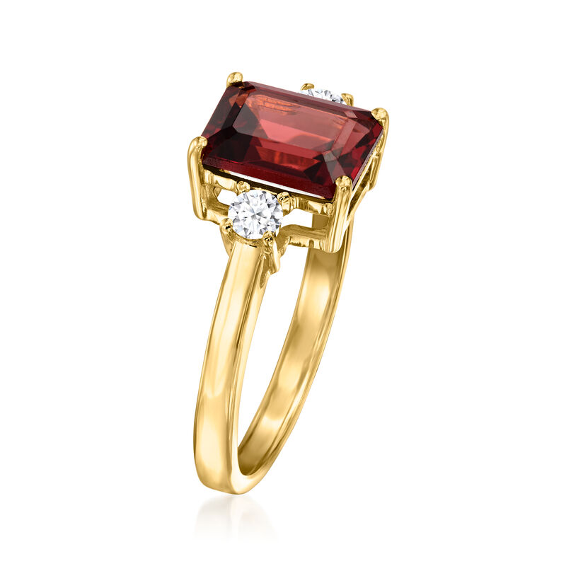 2.40 Carat Garnet Ring with .20 ct. t.w. Lab-Grown Diamonds in 18kt Gold Over Sterling image number 2