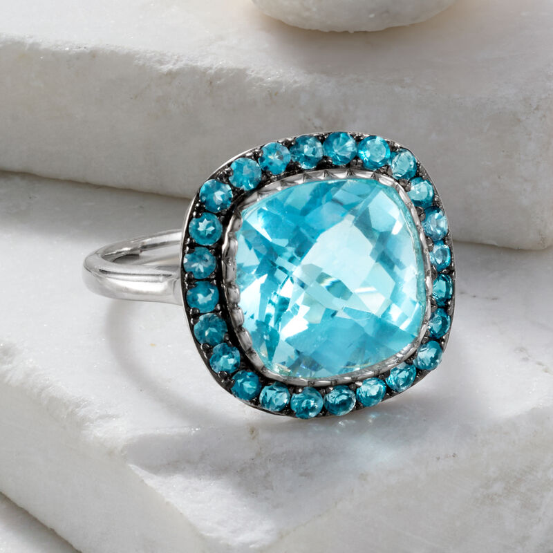 8.90 ct. t.w. Sky and London Blue Topaz Ring in Sterling Silver image number 4