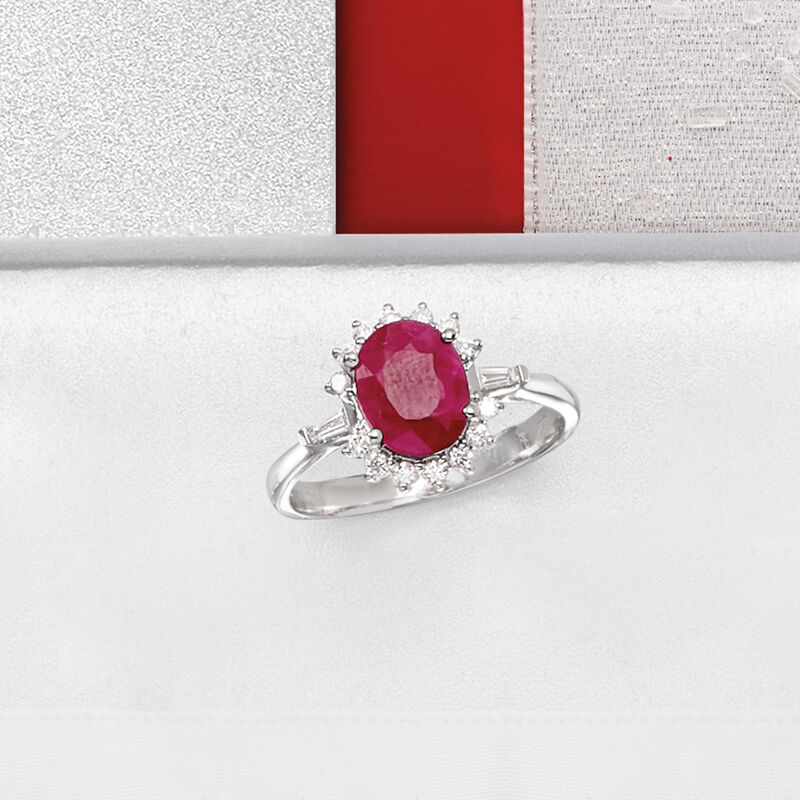 2.10 Carat Burmese Ruby and .32 ct. t.w. Diamond Ring in 18kt White Gold image number 3