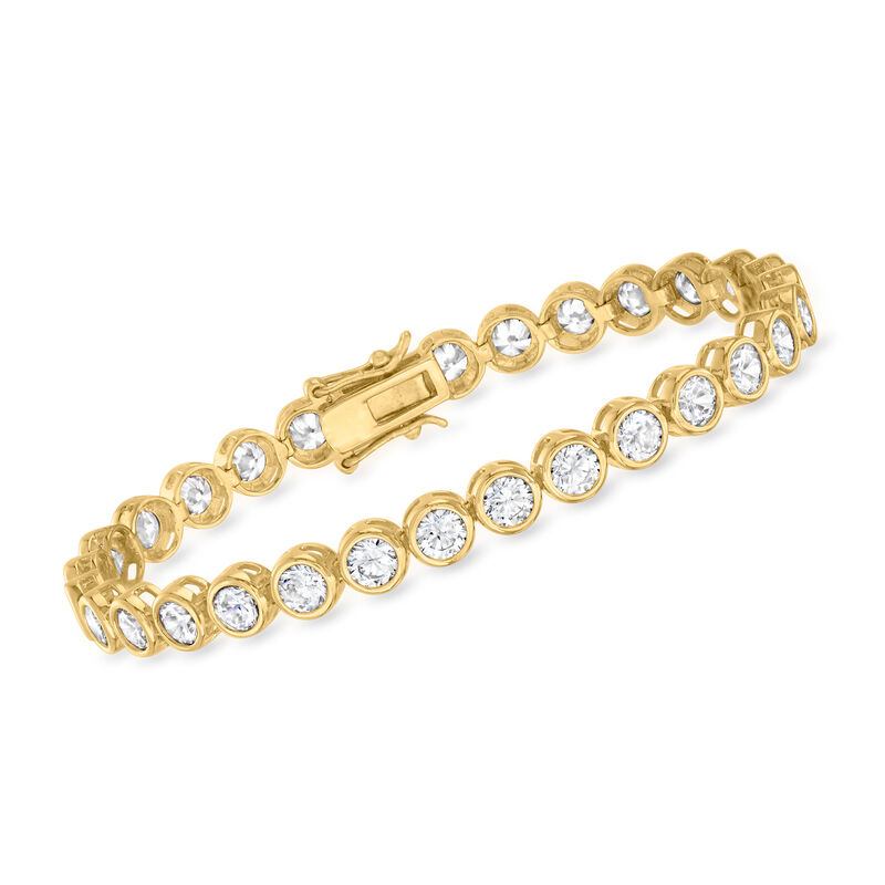 10.00 ct. t.w. CZ Tennis Bracelet in 18kt Gold Over Sterling image number 0